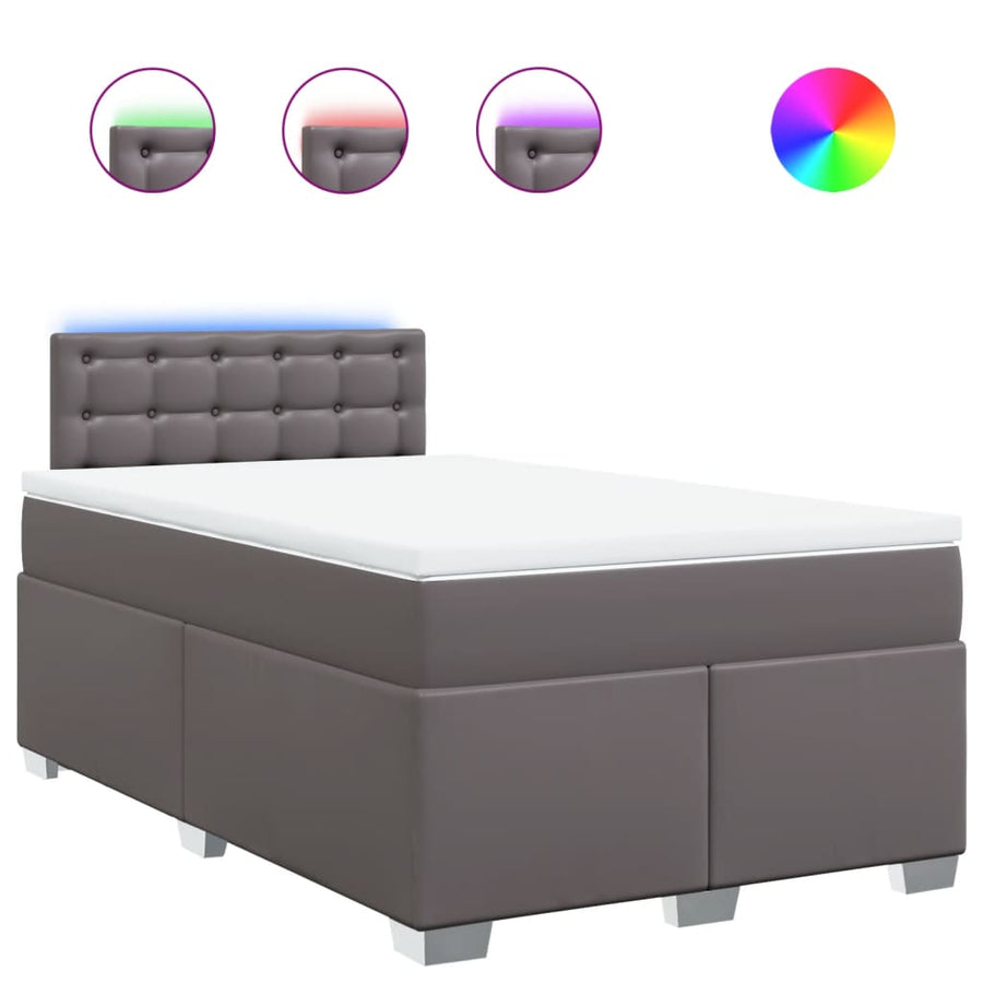 Boxspring met matras kunstleer grijs 120x200 cm