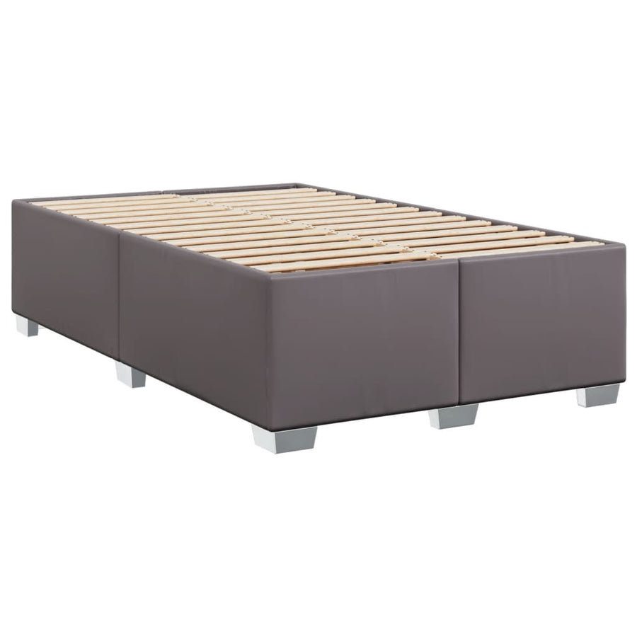 Boxspring met matras kunstleer grijs 120x200 cm