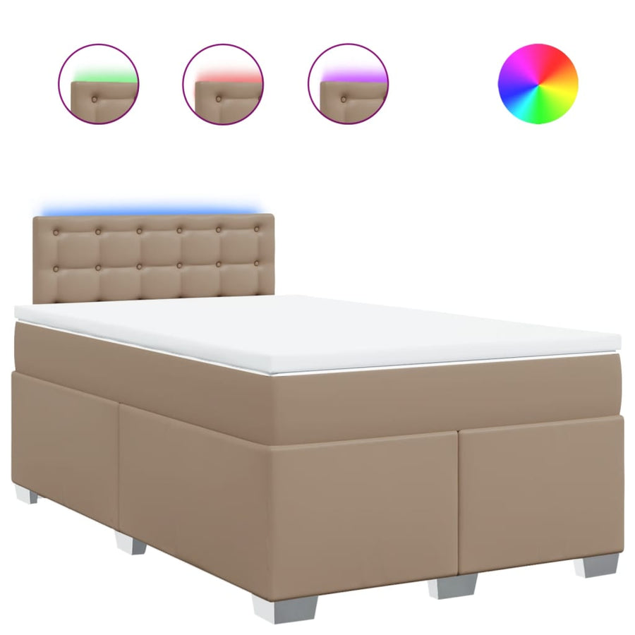 Boxspring met matras kunstleer cappuccinokleurig 120x200 cm