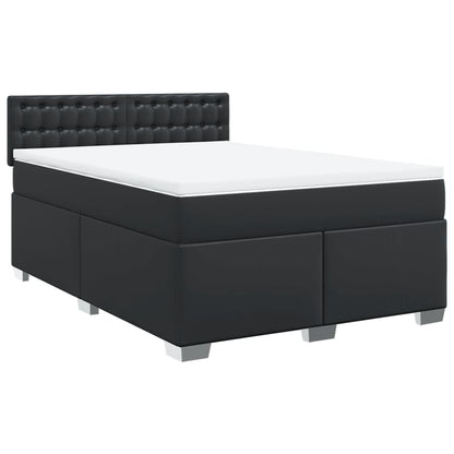 Boxspring met matras kunstleer zwart 140x190 cm