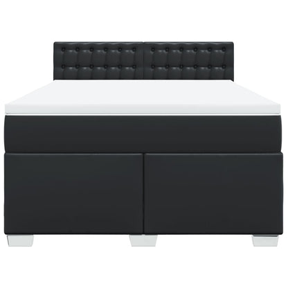 Boxspring met matras kunstleer zwart 140x190 cm