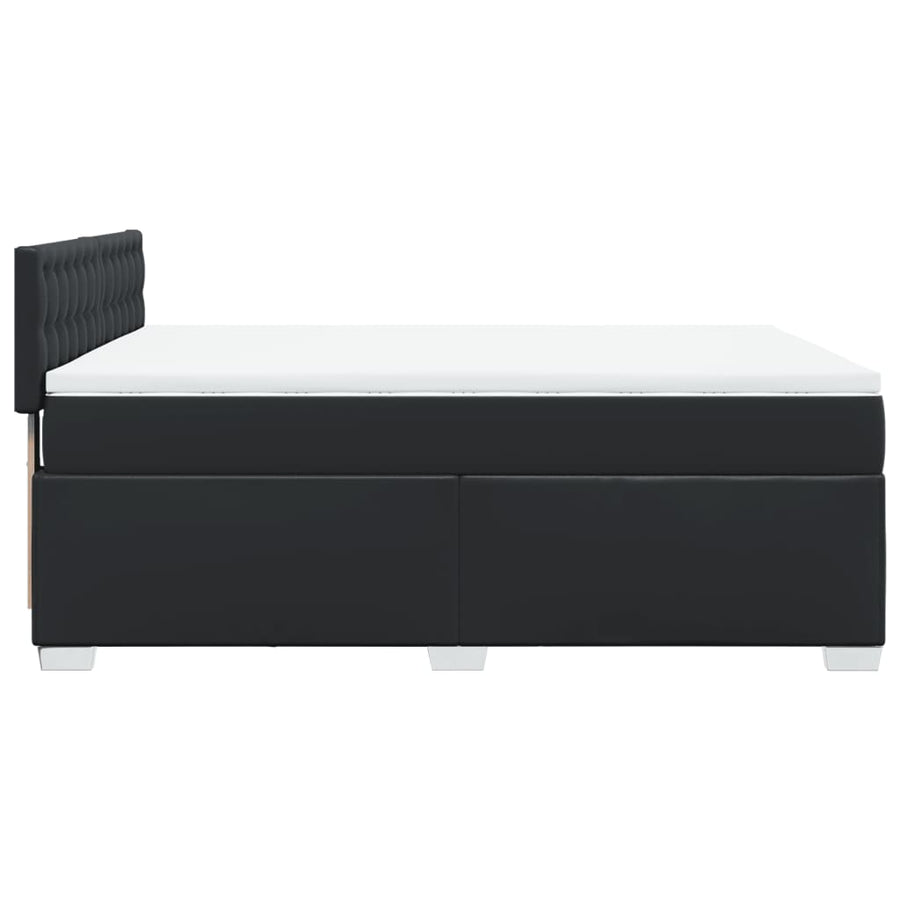Boxspring met matras kunstleer zwart 140x190 cm
