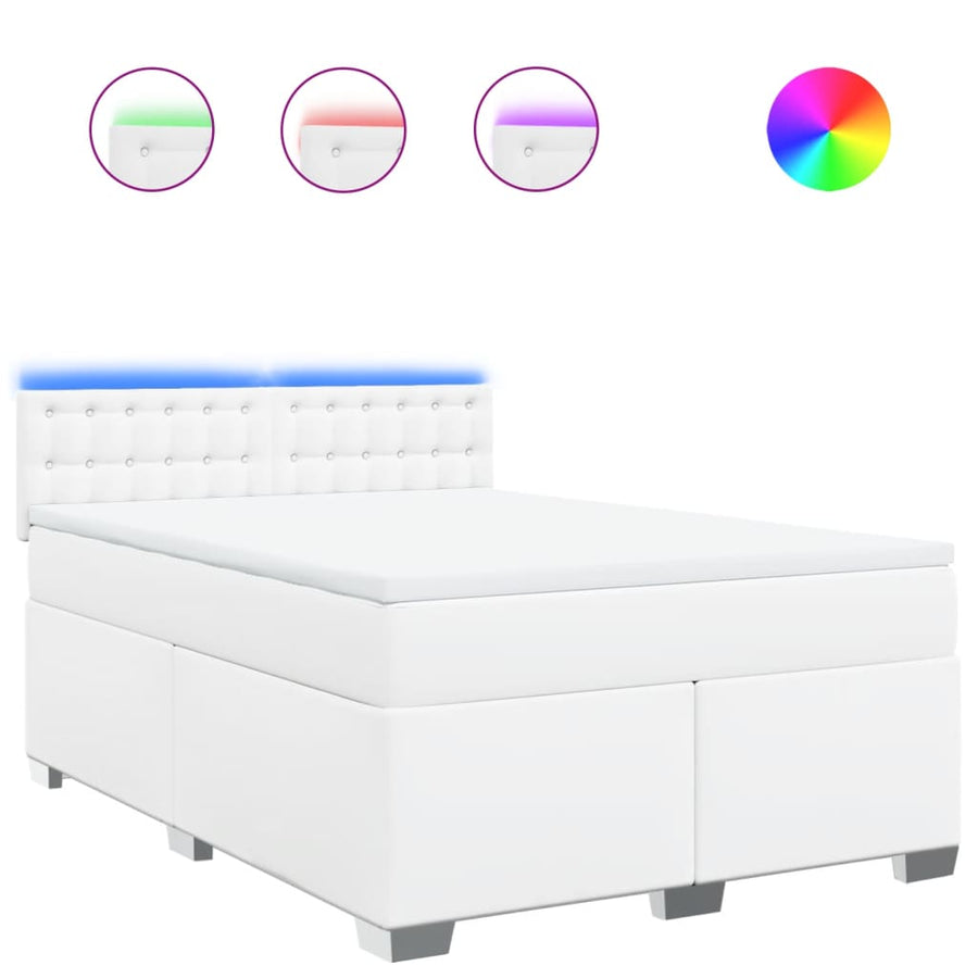Boxspring met matras kunstleer wit 140x190 cm