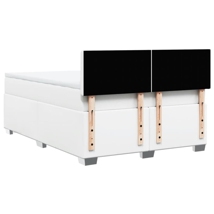 Boxspring met matras kunstleer wit 140x190 cm