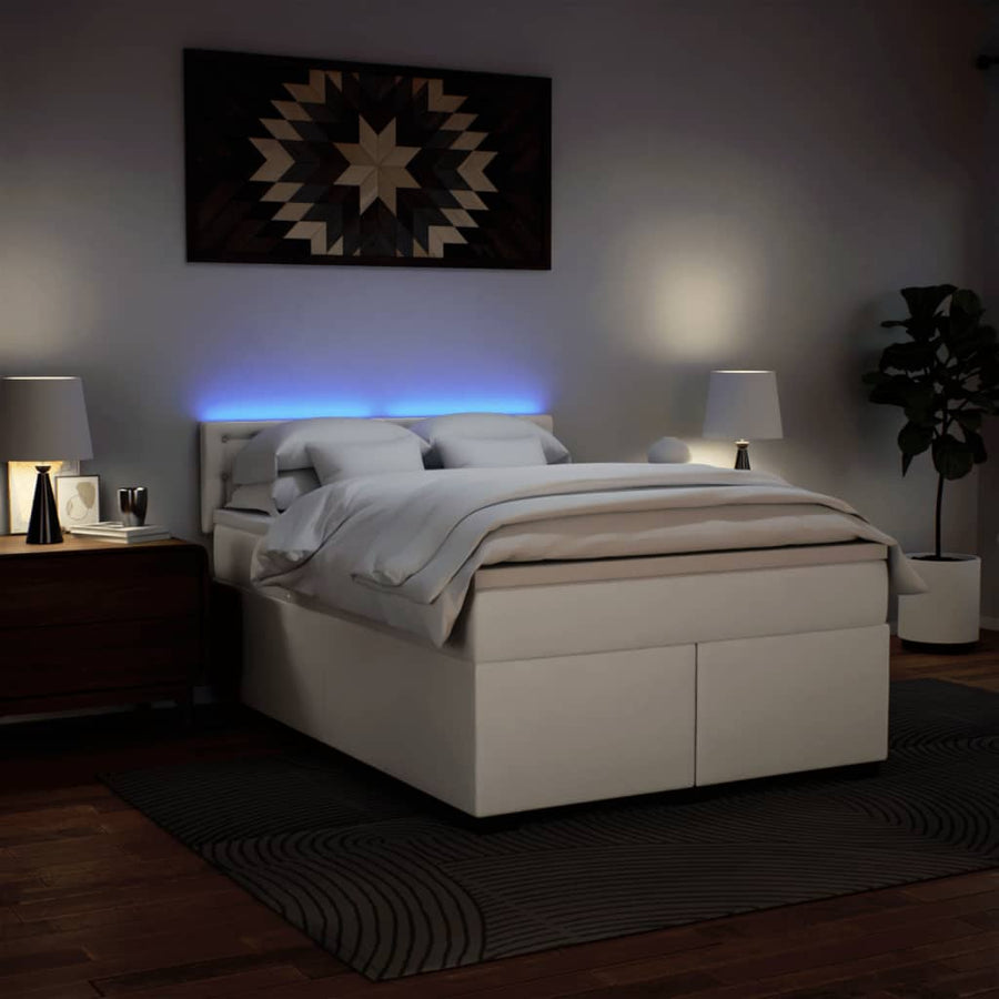 Boxspring met matras kunstleer wit 140x190 cm