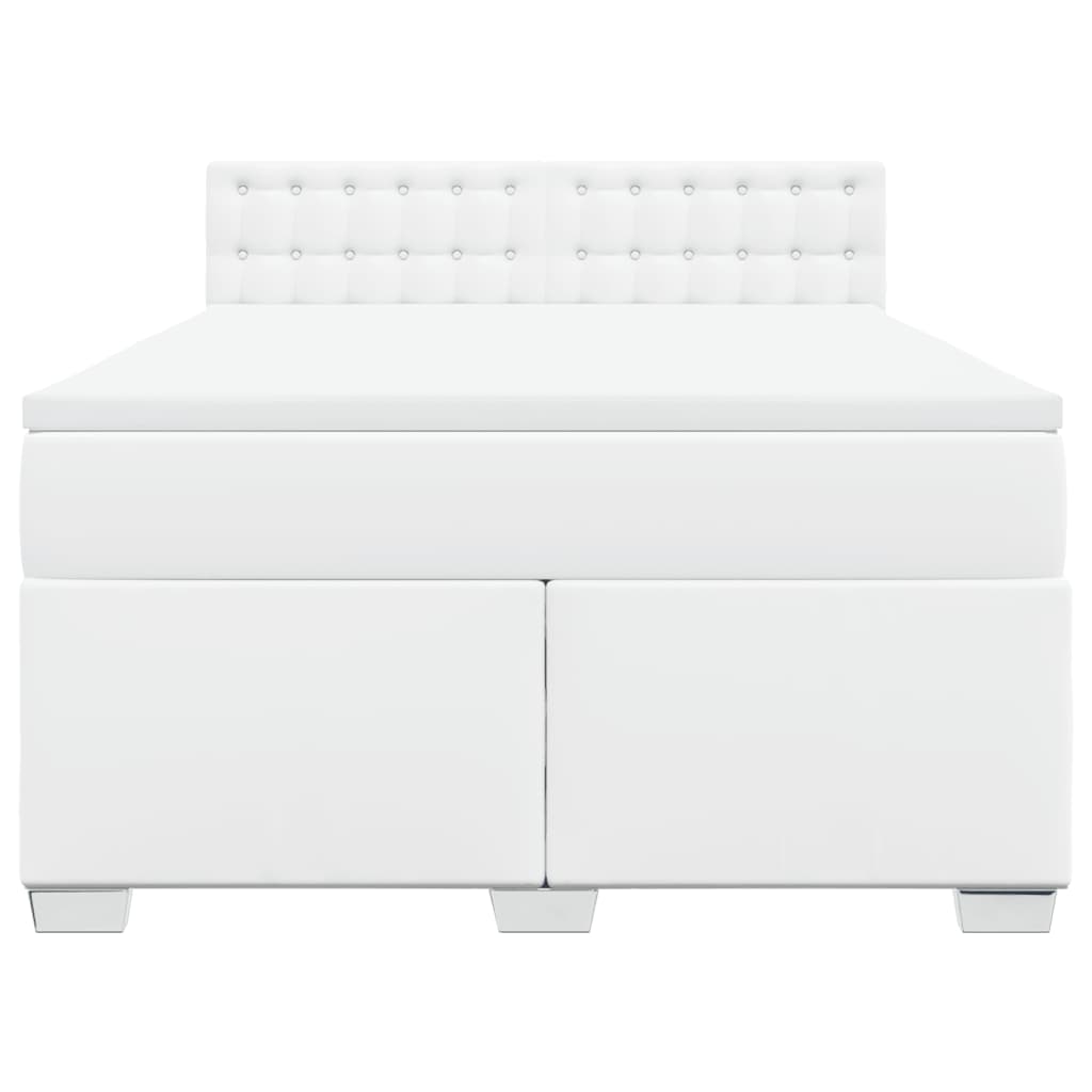 Boxspring met matras kunstleer wit 140x190 cm