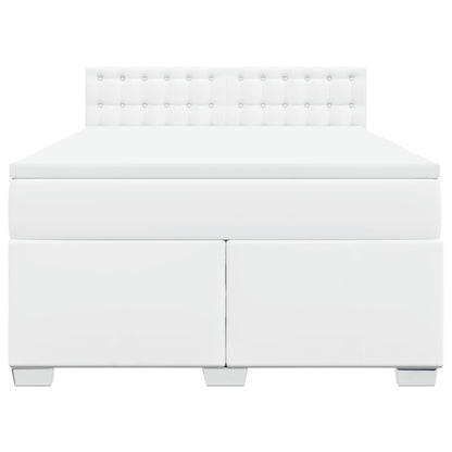 Boxspring met matras kunstleer wit 140x190 cm
