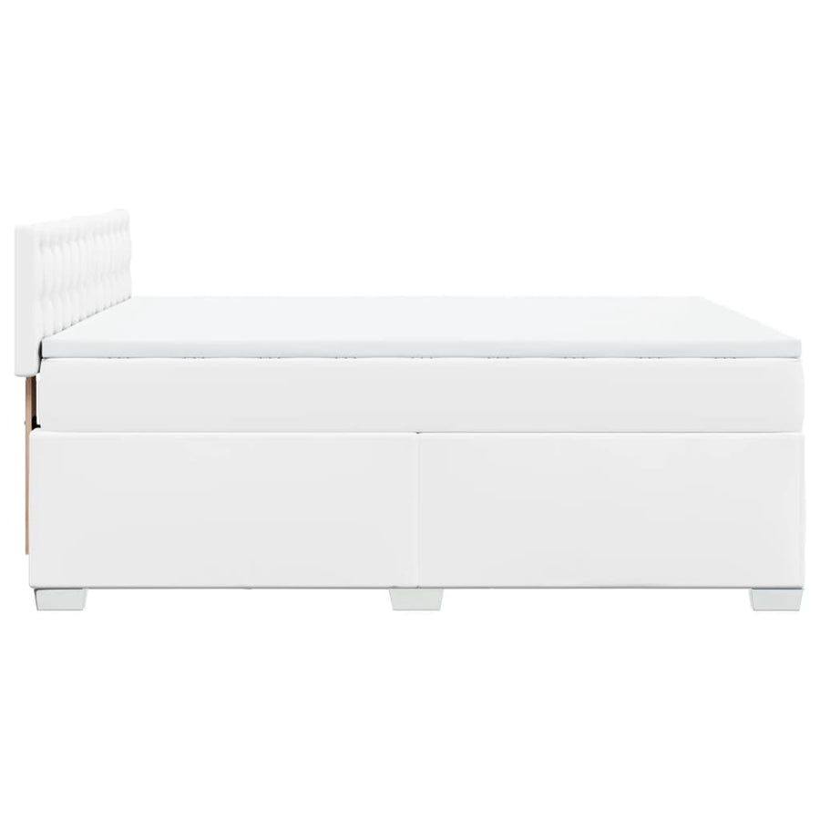 Boxspring met matras kunstleer wit 140x190 cm