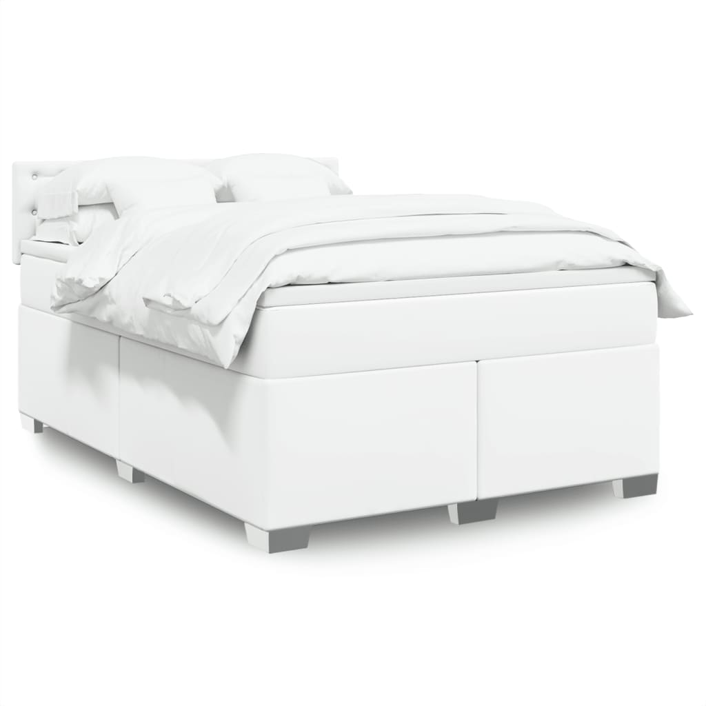 Boxspring met matras kunstleer wit 140x190 cm