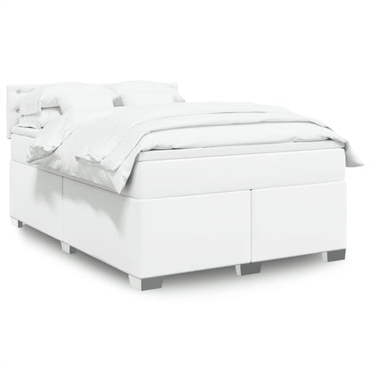 Boxspring met matras kunstleer wit 140x190 cm