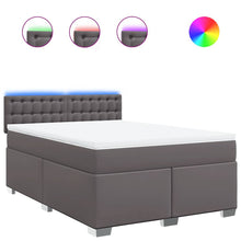 Boxspring met matras kunstleer grijs 140x190 cm