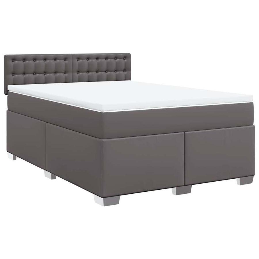 Boxspring met matras kunstleer grijs 140x190 cm