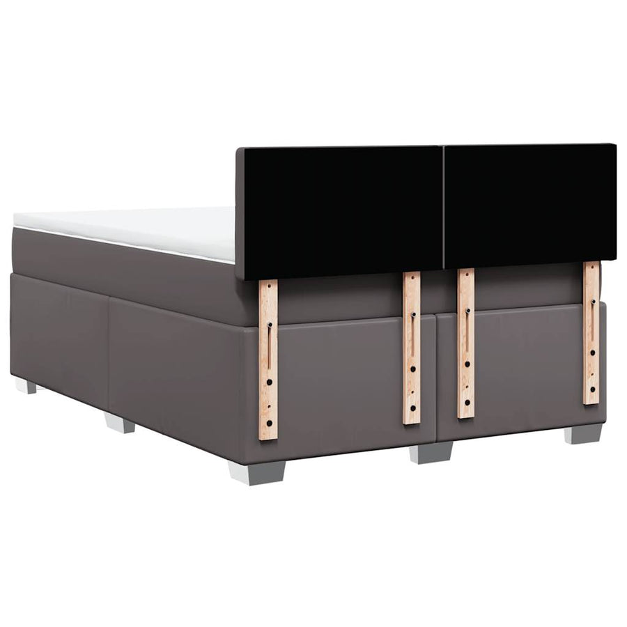 Boxspring met matras kunstleer grijs 140x190 cm