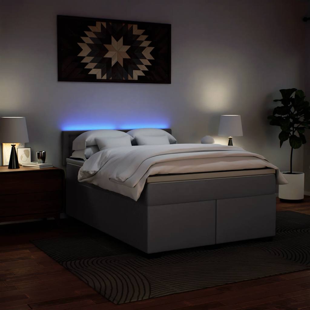Boxspring met matras kunstleer grijs 140x190 cm