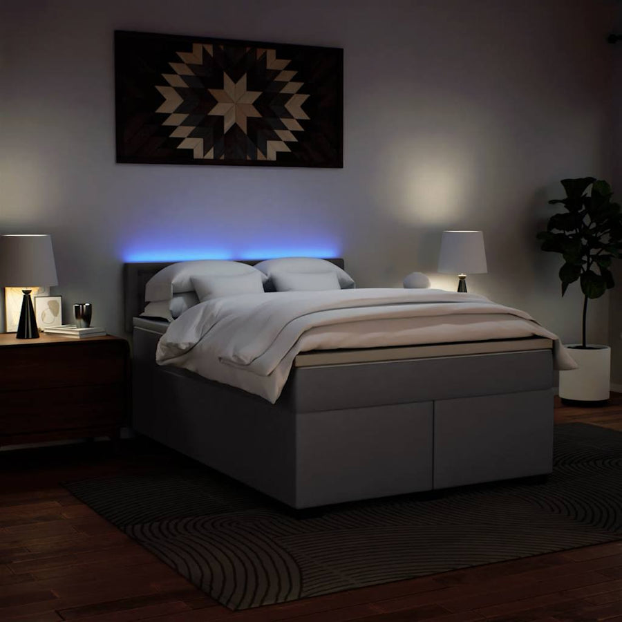 Boxspring met matras kunstleer grijs 140x190 cm