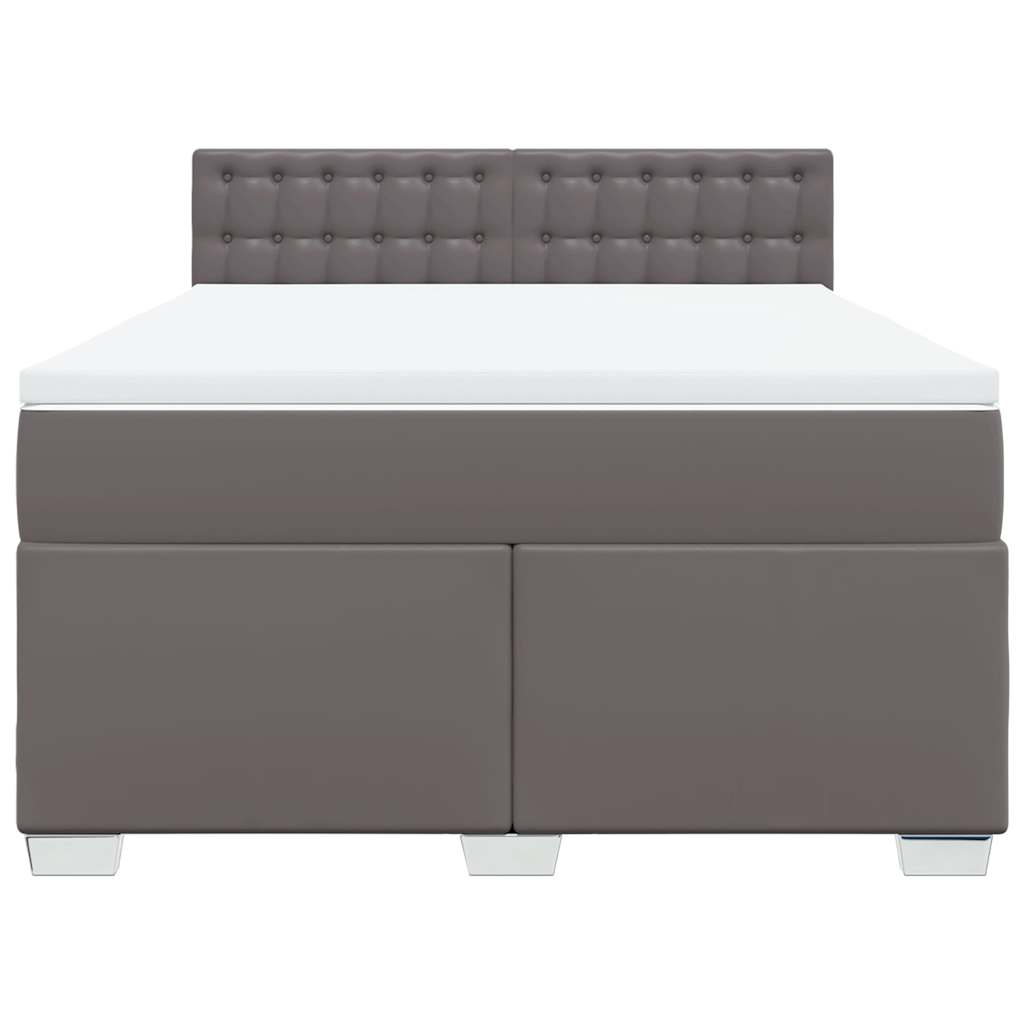 Boxspring met matras kunstleer grijs 140x190 cm
