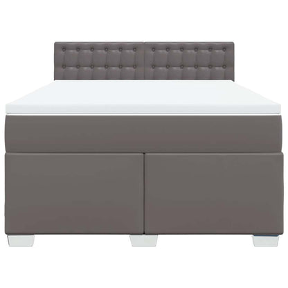 Boxspring met matras kunstleer grijs 140x190 cm