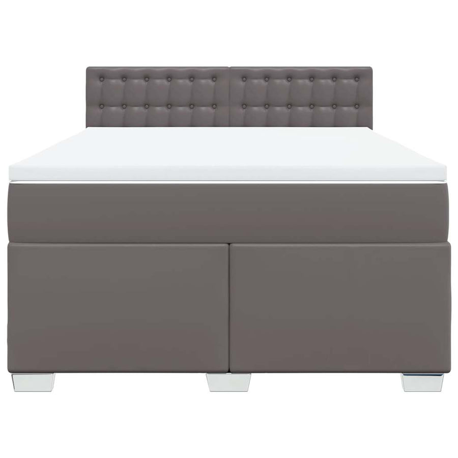 Boxspring met matras kunstleer grijs 140x190 cm
