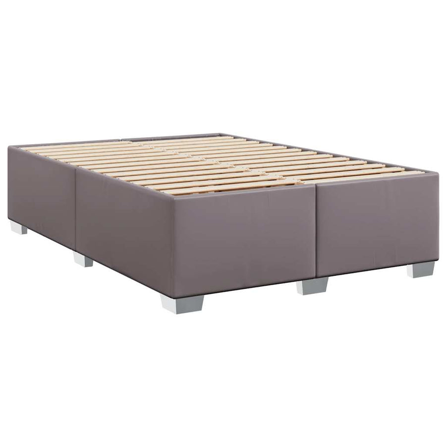 Boxspring met matras kunstleer grijs 140x190 cm