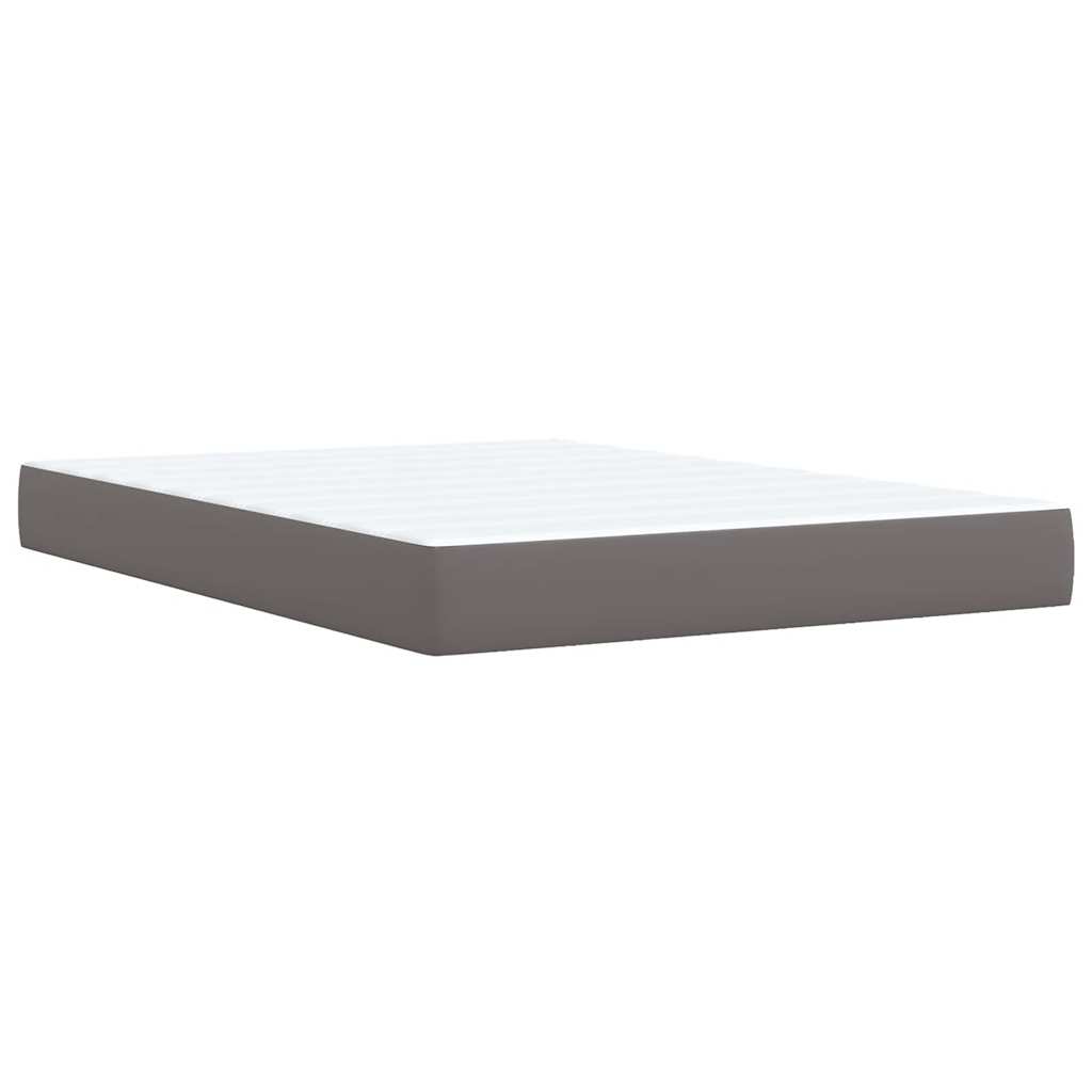 Boxspring met matras kunstleer grijs 140x190 cm