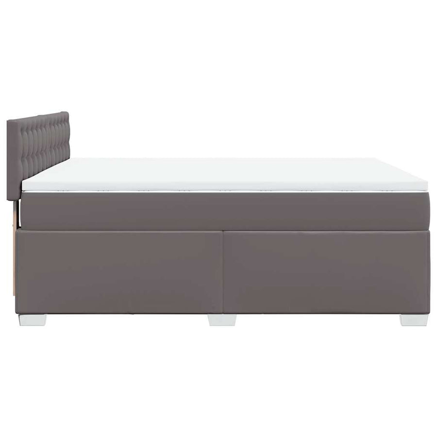 Boxspring met matras kunstleer grijs 140x190 cm