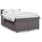 Boxspring met matras 140x190 cm kunstleer grijs