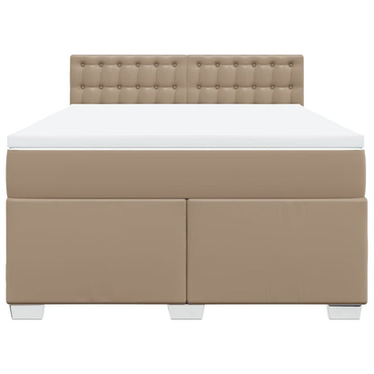 Boxspring met matras kunstleer cappuccinokleurig 140x190 cm