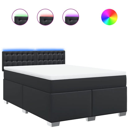 Boxspring met matras kunstleer zwart 140x200 cm