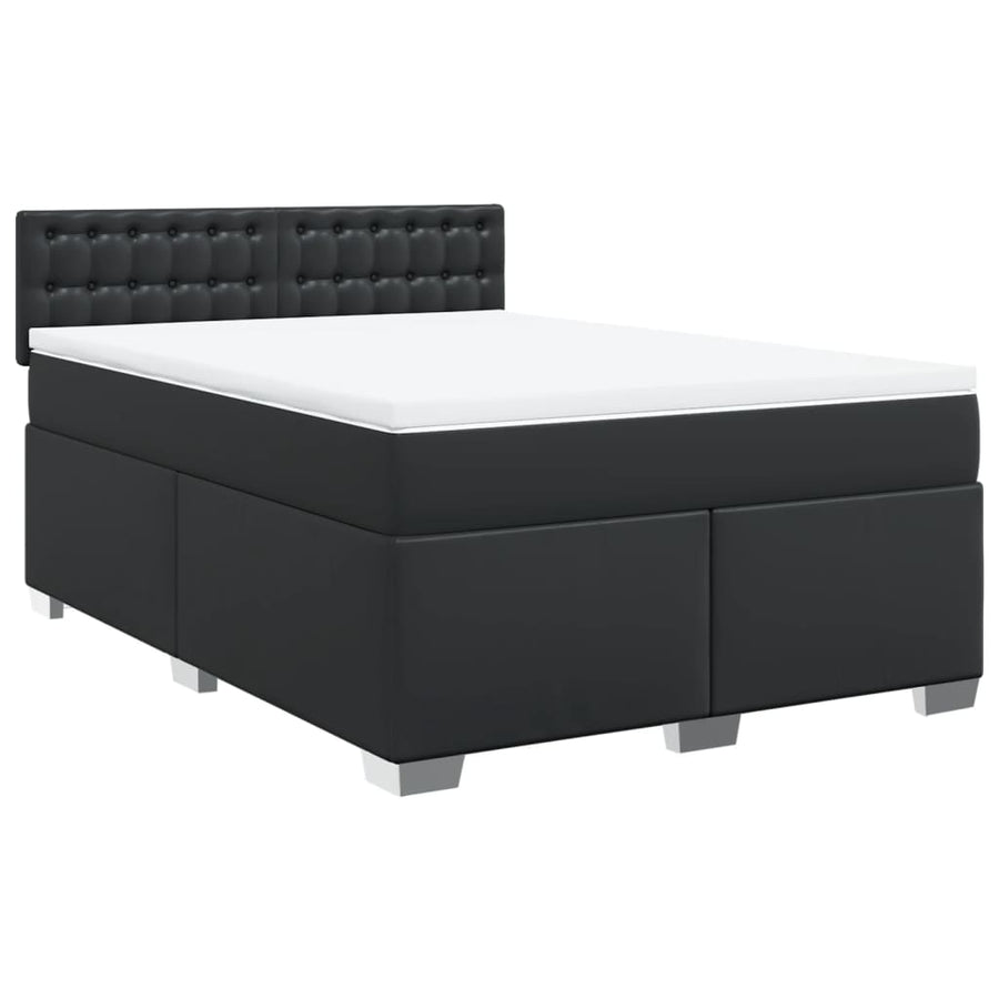 Boxspring met matras kunstleer zwart 140x200 cm