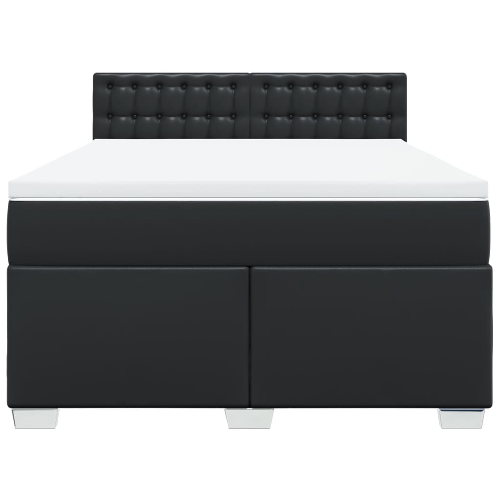 Boxspring met matras kunstleer zwart 140x200 cm
