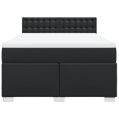 Boxspring met matras kunstleer zwart 140x200 cm