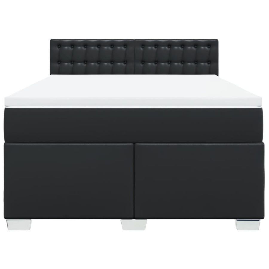 Boxspring met matras kunstleer zwart 140x200 cm