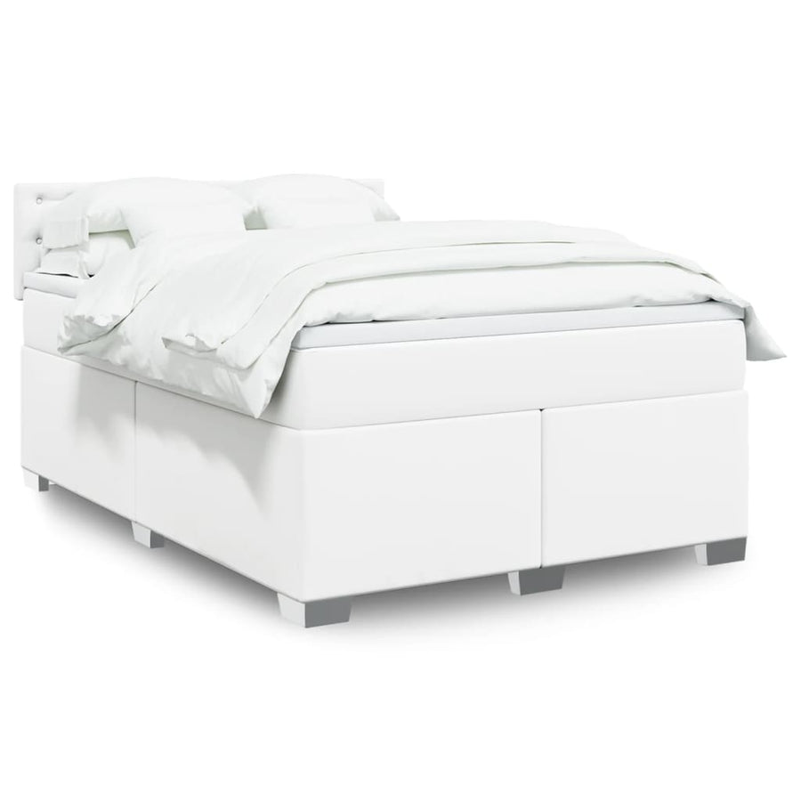 Boxspring met matras kunstleer wit 140x200 cm