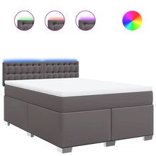 Boxspring met matras kunstleer grijs 140x200 cm