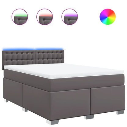 Boxspring met matras kunstleer grijs 140x200 cm