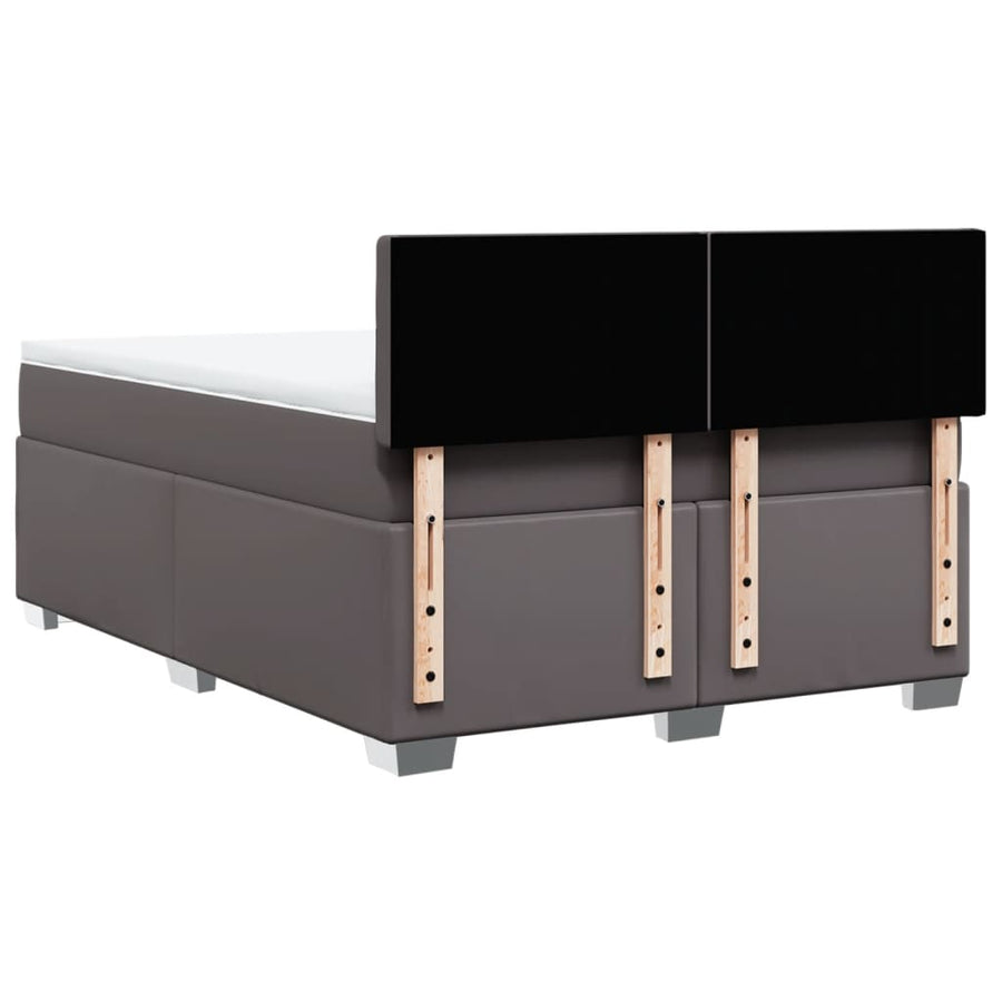 Boxspring met matras kunstleer grijs 140x200 cm