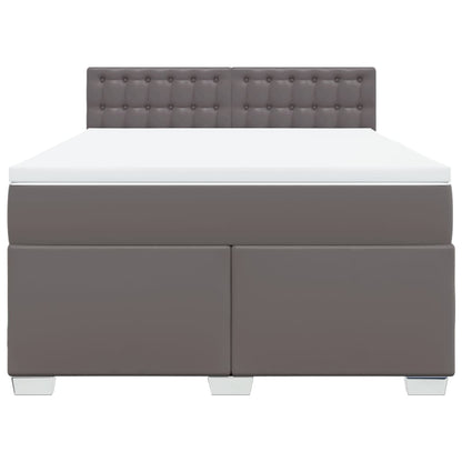 Boxspring met matras kunstleer grijs 140x200 cm