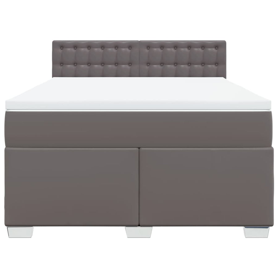 Boxspring met matras kunstleer grijs 140x200 cm