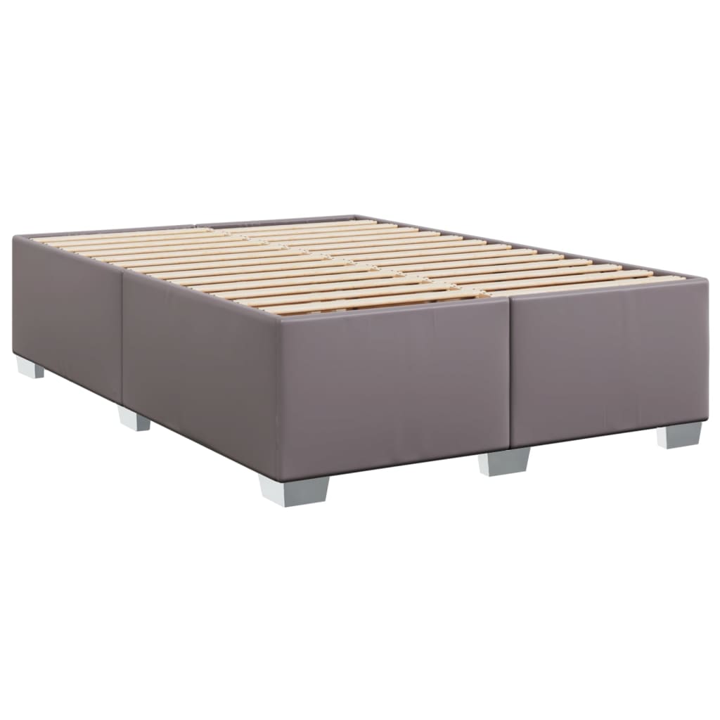 Boxspring met matras kunstleer grijs 140x200 cm
