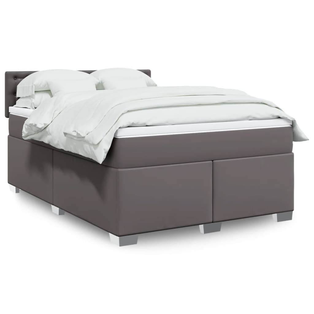 Boxspring met matras kunstleer grijs 140x200 cm