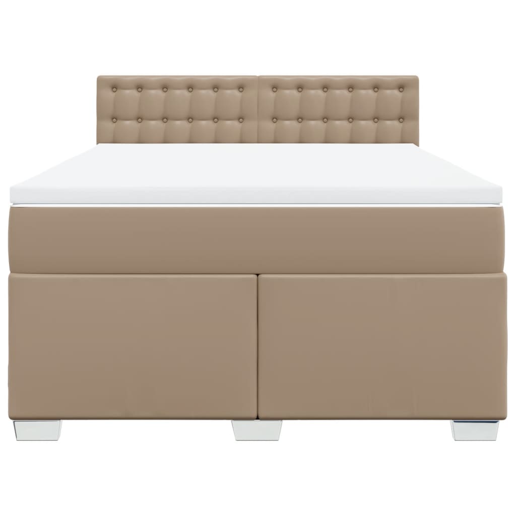 Boxspring met matras kunstleer cappuccinokleurig 140x200 cm