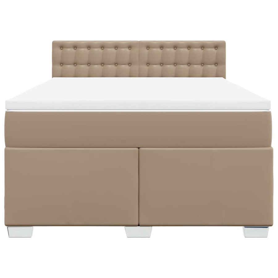 Boxspring met matras kunstleer cappuccinokleurig 140x200 cm