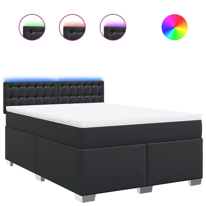 Boxspring met matras kunstleer zwart 160x200 cm