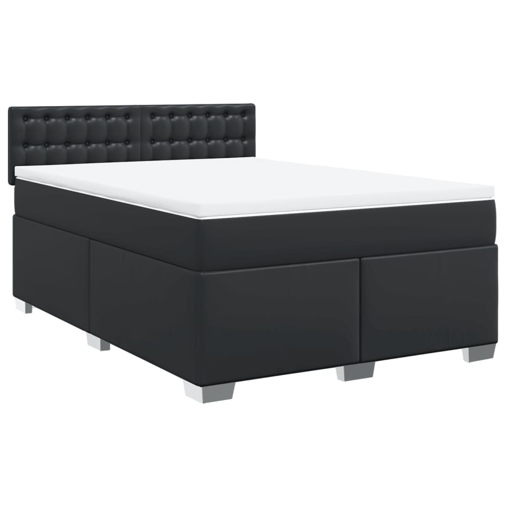 Boxspring met matras kunstleer zwart 160x200 cm