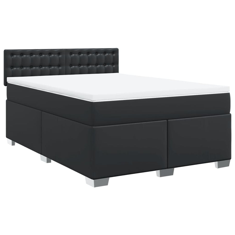Boxspring met matras kunstleer zwart 160x200 cm