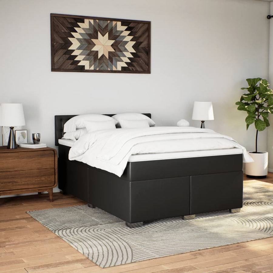 Boxspring met matras kunstleer zwart 160x200 cm