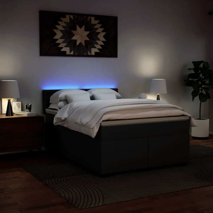 Boxspring met matras kunstleer zwart 160x200 cm
