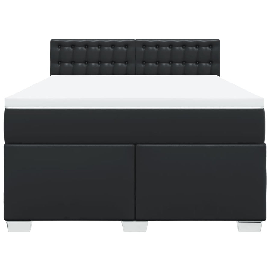 Boxspring met matras kunstleer zwart 160x200 cm