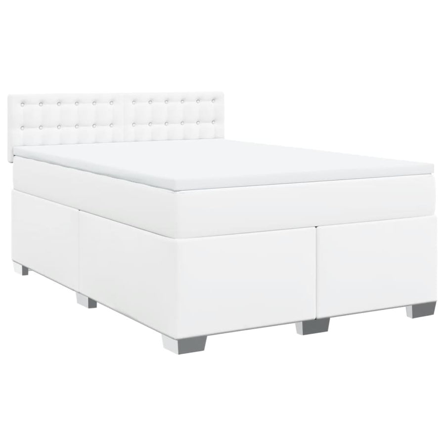 Boxspring met matras kunstleer wit 160x200 cm