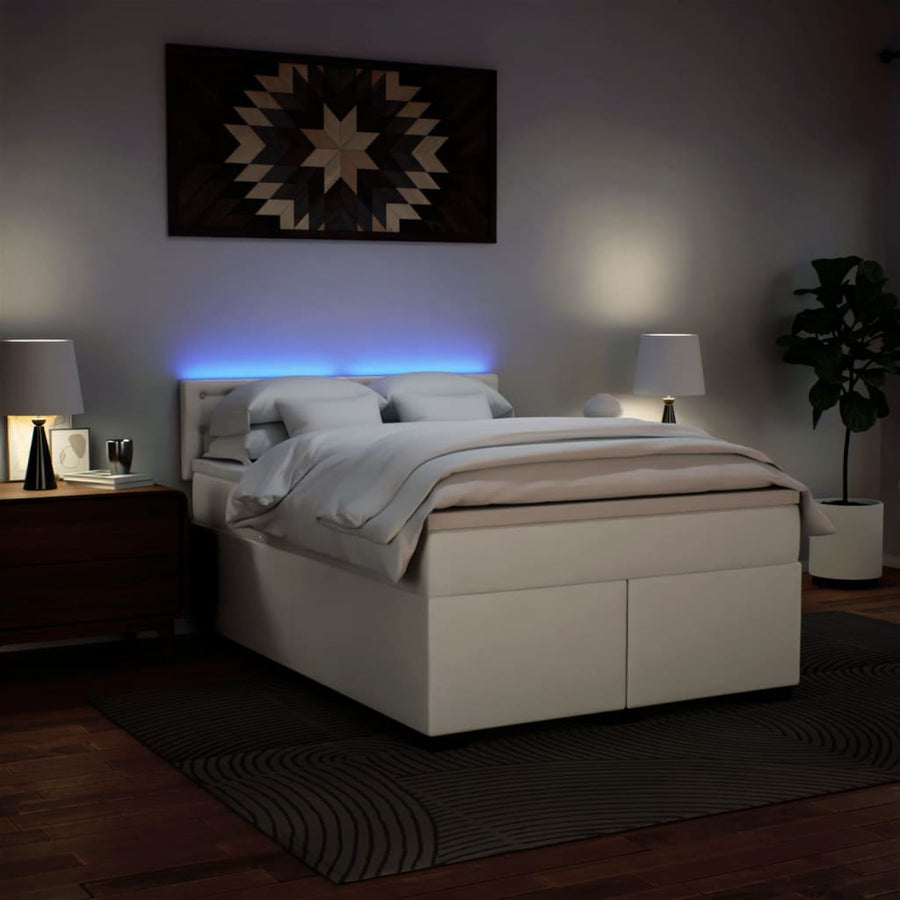 Boxspring met matras kunstleer wit 160x200 cm